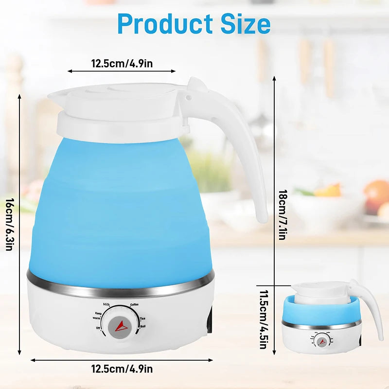 Fast Water Boiling 600 Ml Portable Kettle Travel Kettle Foods Boils Quickly Silicone Small Collapsible Foldable Electric Sports Bottle (Random Color)