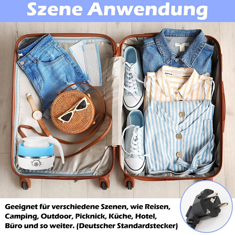 Fast Water Boiling 600 Ml Portable Kettle Travel Kettle Foods Boils Quickly Silicone Small Collapsible Foldable Electric Sports Bottle (Random Color)