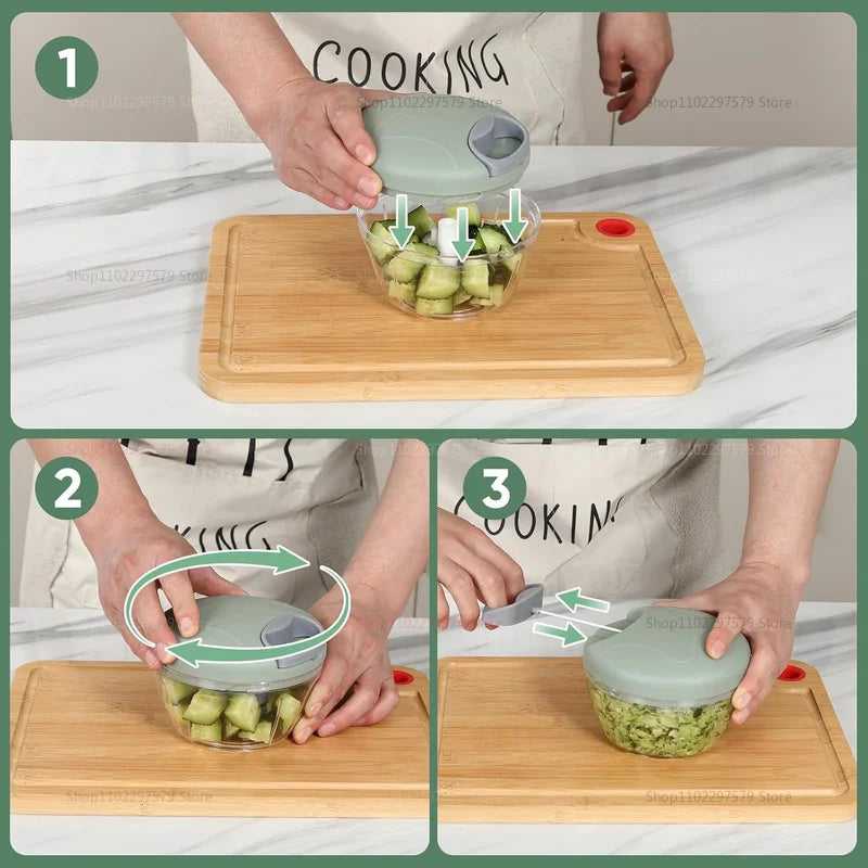 Manual Garlic Chopper Meat Mincer Hand Pull Press Crusher Multifunctional Vegetable Chili Onion Cutter Kitchen Accessories