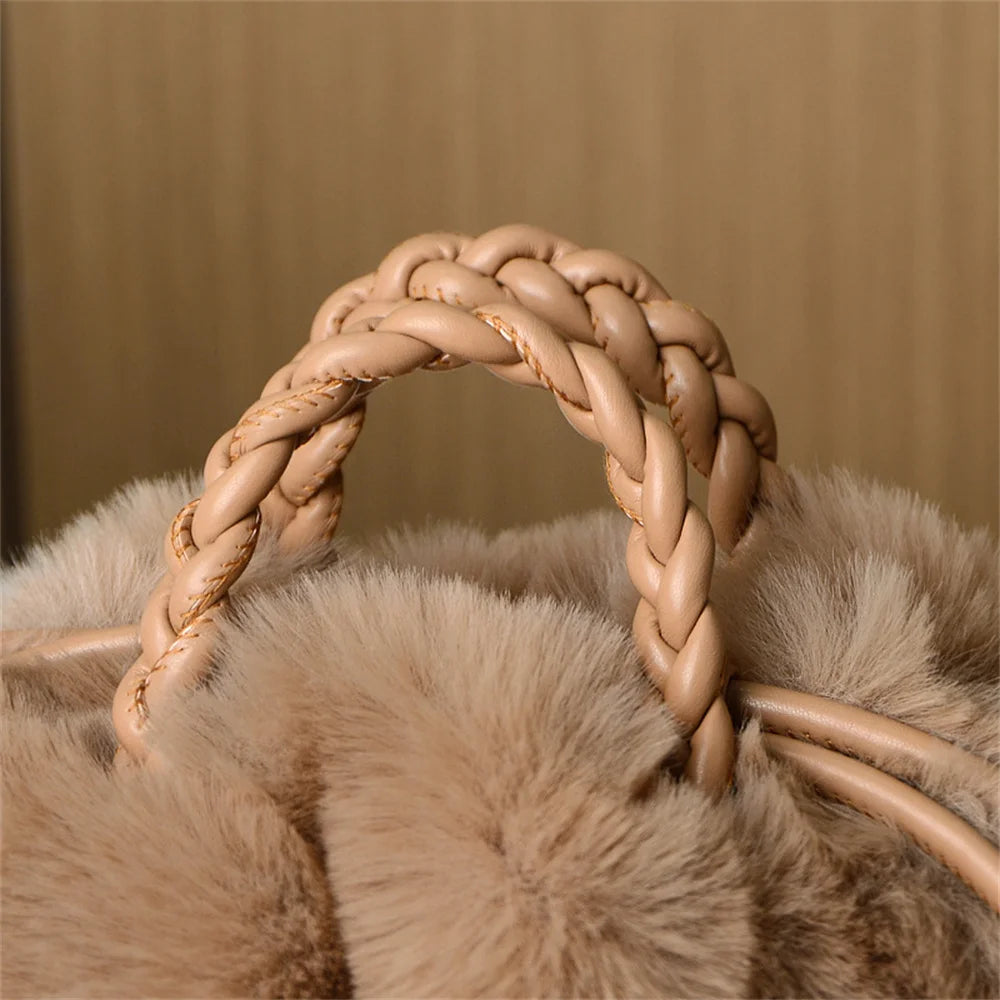 Autumn Winter Fashion Cute Tote Bags Women's Crossbody Pumpkin Plush Bag Solid Color Handbag Travel Shoulder Bags