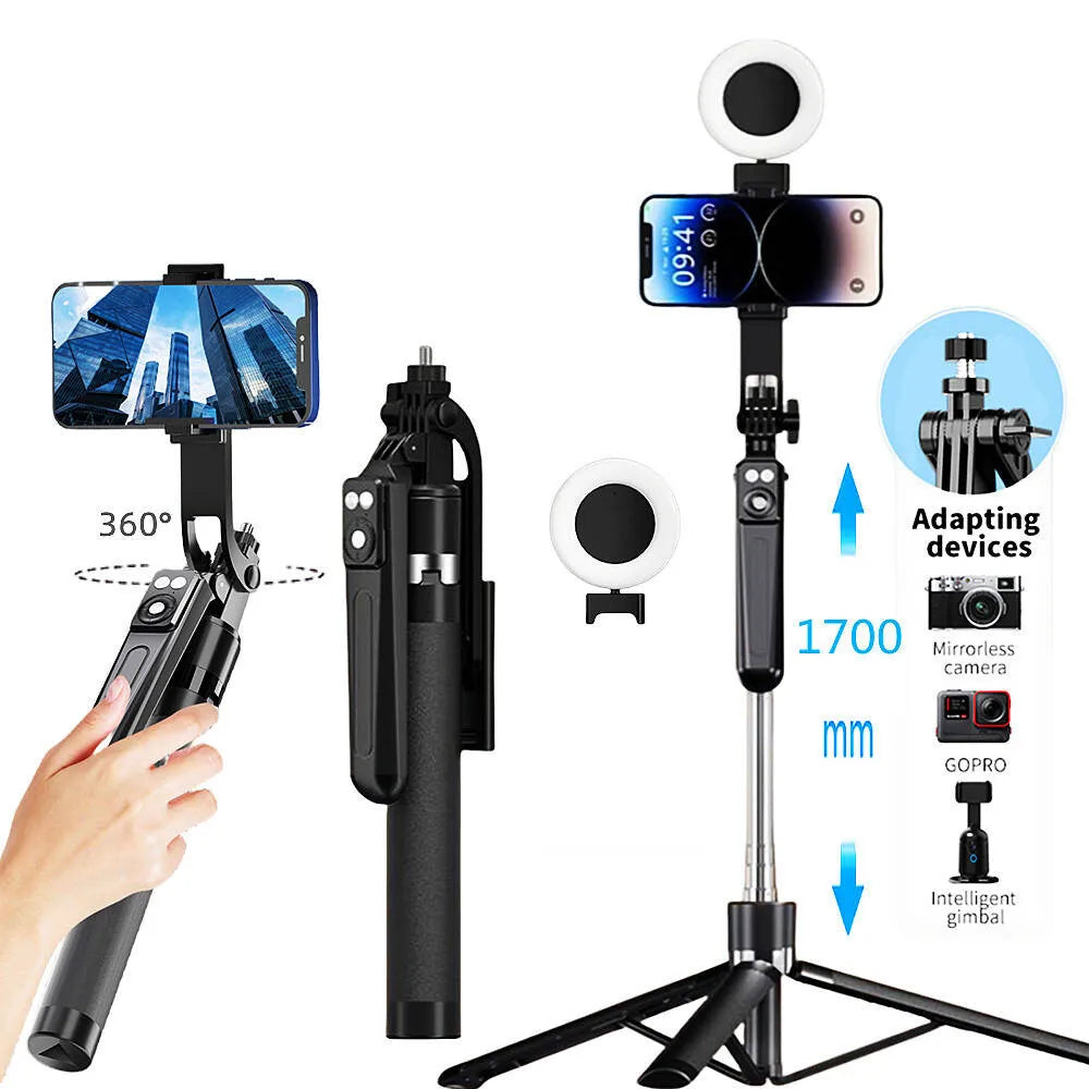 Roreta Portable Stabilizer camera tripod with wireless remote control and 360 ° rotation for video recording and live streaming